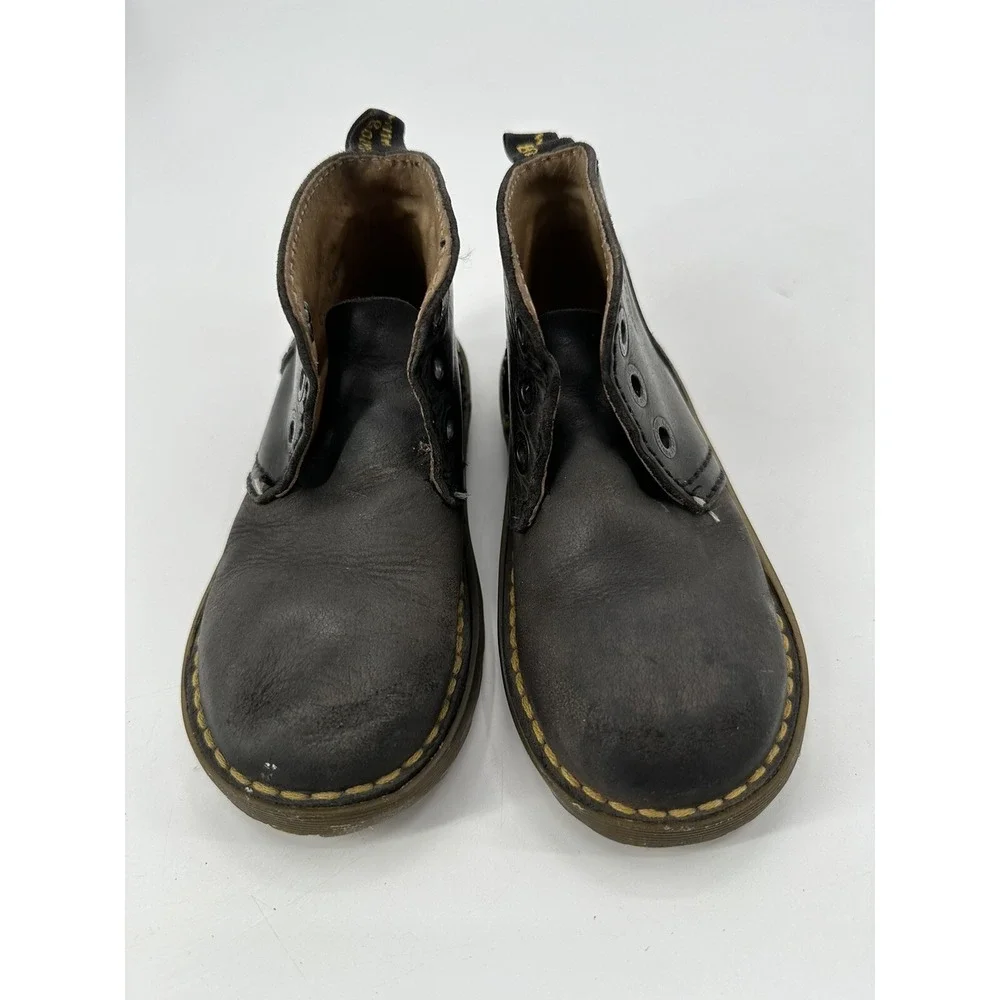 VTG Dr Martens 6453 AirWair Black Leather Ankle Boots Kids‎ Sz 9 Made in England